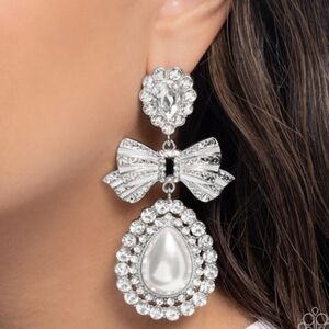 Elegant Silver Bow Drop Earrings